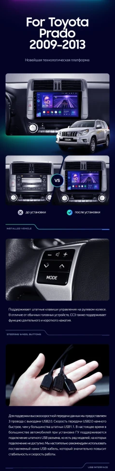 Штатная магнитола Teyes CC3 4/32 Toyota Land Cruiser Prado 150 (2009-2013) F1 Тип-A