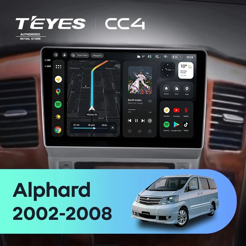 Штатная магнитола Teyes CC4 6/64 Toyota Alphard 1 H10 (2005-2008) F2