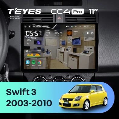 Штатная магнитола Teyes CC4 Pro 12/256 Suzuki Swift 3 (2003-2010) (11")