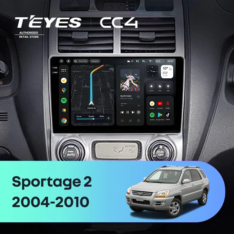 Штатная магнитола Teyes CC4 Pro 360 12/256 Kia Sportage 2 (2004-2010) F1 (11")