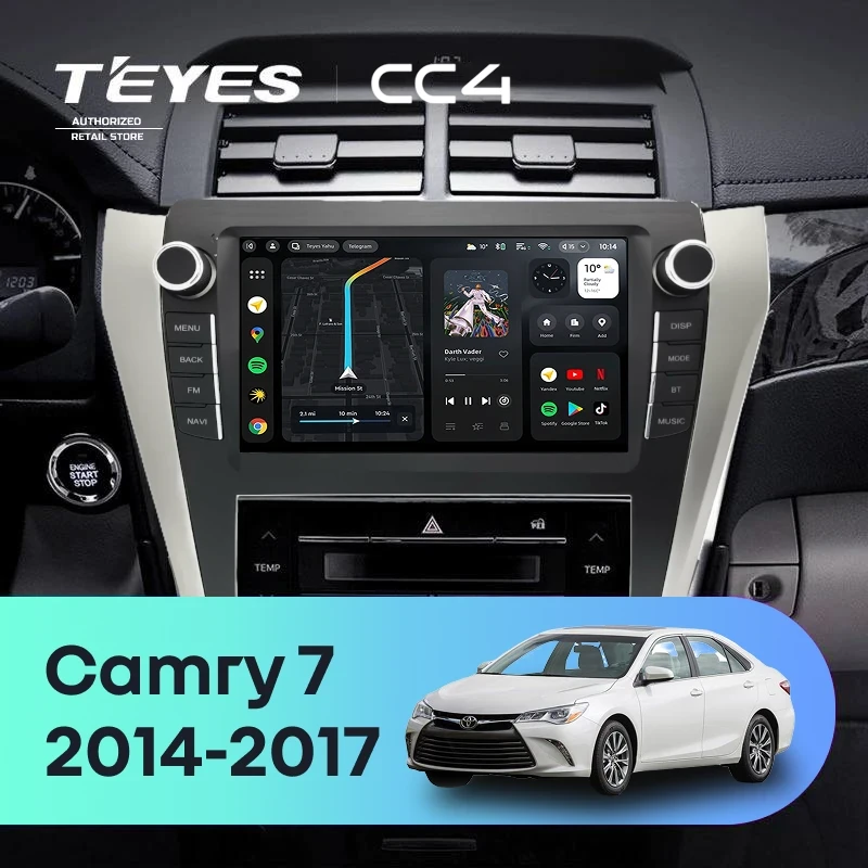 Штатная магнитола Teyes CC4 6/64 Toyota Camry 7 XV 50 55 (2014-2017) F3 с кнопками