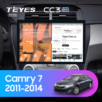 Штатная магнитола Teyes CC3 2K 4/64 Toyota Camry 7 XV 50 55 (2011-2014) (черная) F2 (13")