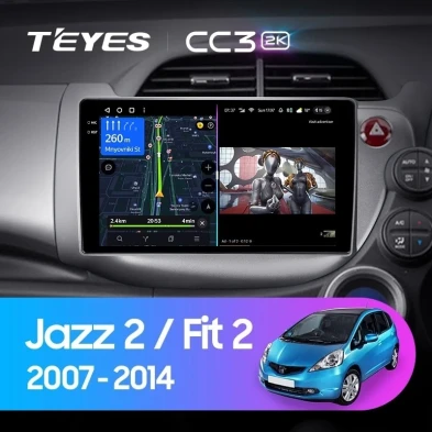 Штатная магнитола Teyes CC3 2K 4/64 Honda Fit GE GP GE (2007-2014) Правый руль