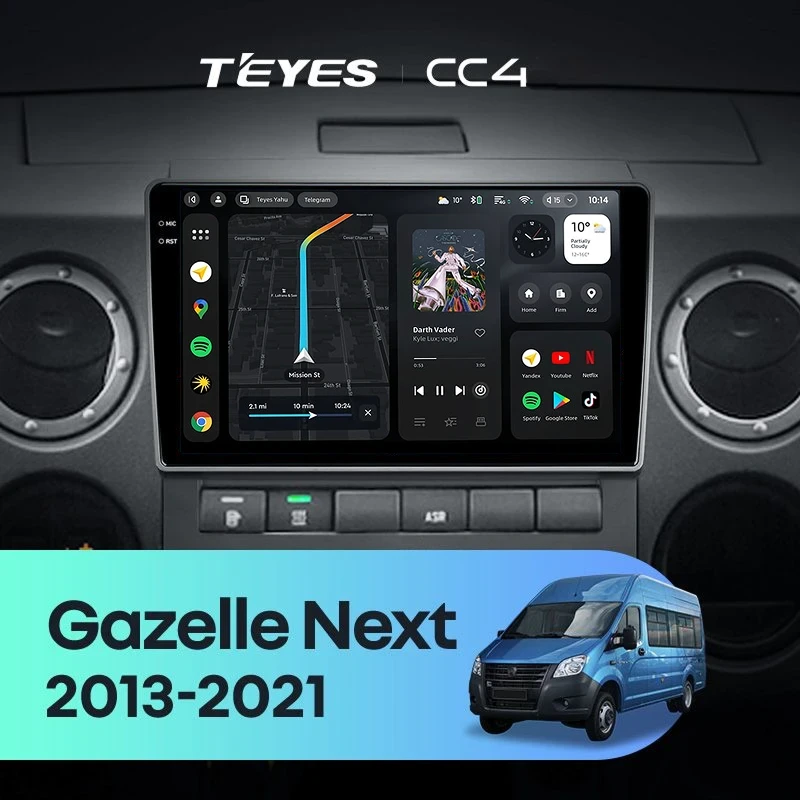 Штатная магнитола Teyes CC4 8/128 для GAZ Gazelle Next (2013-2021) F1