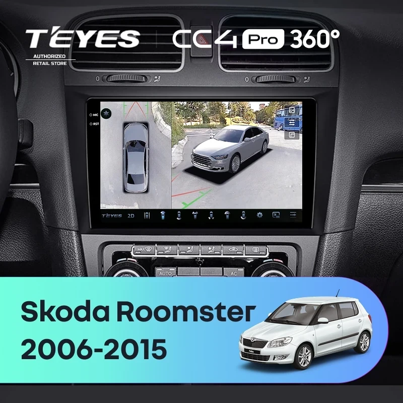 Штатная магнитола Teyes CC4 Pro 360 12/256 Skoda Roomster (2006-2015)