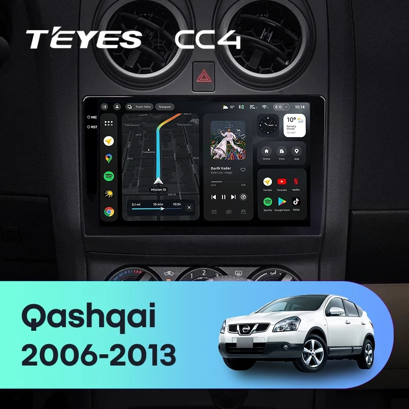 Штатная магнитола Teyes CC4 6/64 Nissan Qashqai 1 J10 (2006-2013) F2