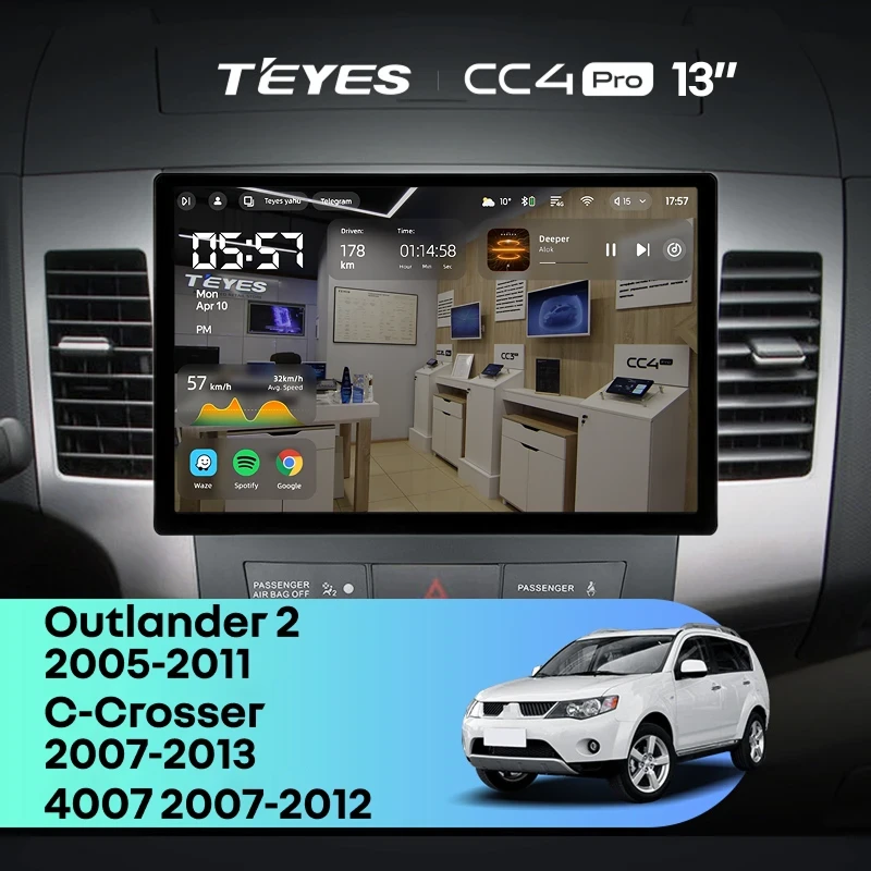 Штатная магнитола Teyes CC4 Pro 12/256 Peugeot 4007 (2007-2012) Тип-A (13")