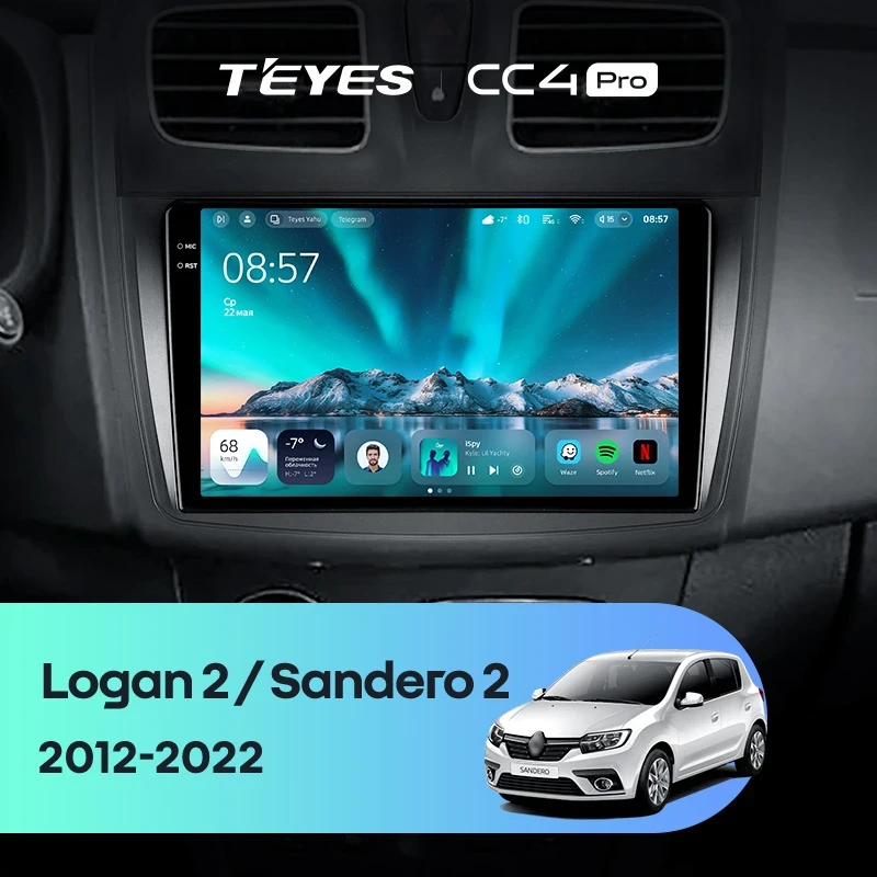 Штатная магнитола Teyes CC4 Pro 8/128 Renault Sandero 2 (2013-2022) F2