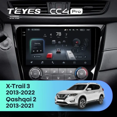 Штатная магнитола Teyes CC4 Pro 8/128 Nissan Qashqai 2 (2013-2021) F2 климат контроль Тип-C