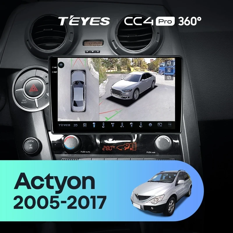 Штатная магнитола Teyes CC4 Pro 360 12/256 SsangYong Actyon Sports (2005-2017)
