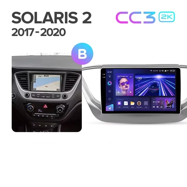 Штатная магнитола Teyes CC3 2K 360 6/128 Hyundai Solaris 2 (2017-2020) F1 Тип-B