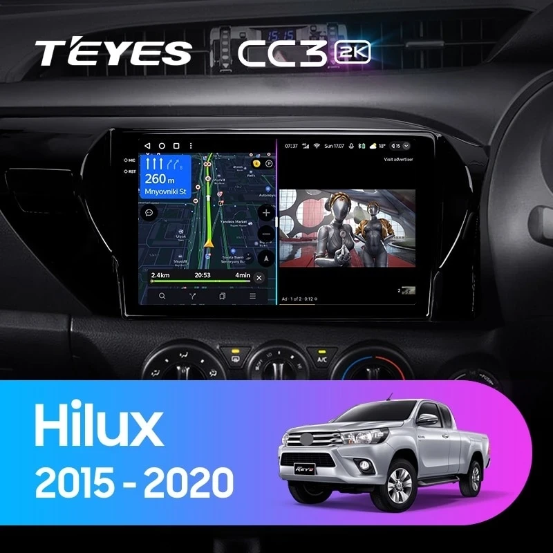 Штатная магнитола Teyes CC3 2K 4/64 Toyota Hilux Pick Up AN120 (2015-2020) Правый руль
