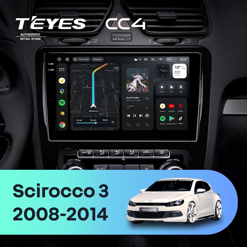 Штатная магнитола Teyes CC4 8/128 Volkswagen Scirocco (2008-2014) F2