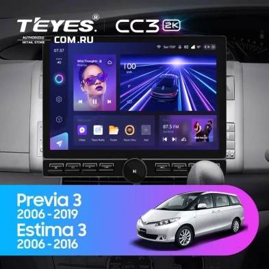 Штатная магнитола Teyes CC3 2K 6/128 Toyota Previa XR50 3 (2006-2019) Правый руль (13" с кнопками)
