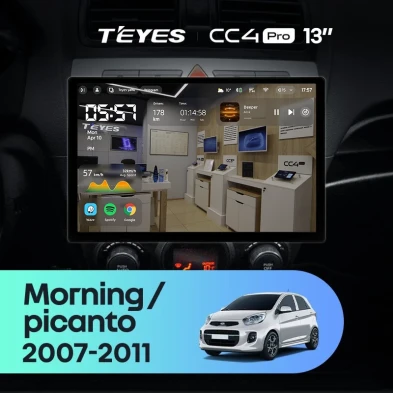 Штатная магнитола Teyes CC4 Pro 8/128 Kia Picanto (2007-2011) (13")