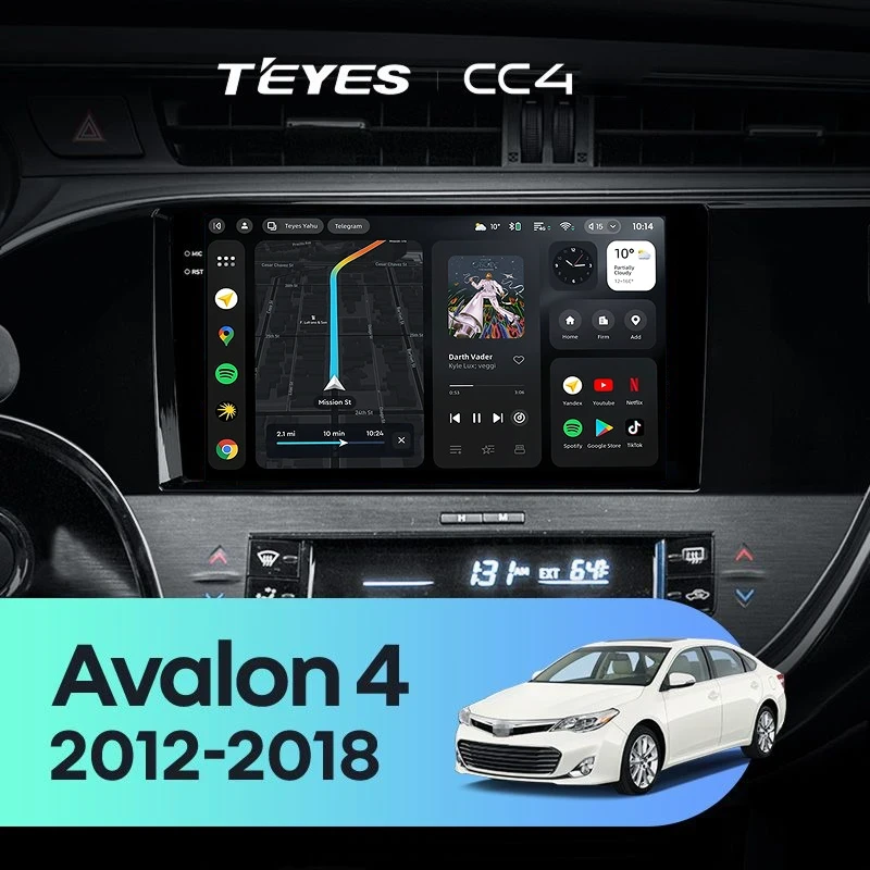 Штатная магнитола Teyes CC4 6/64 Toyota Avalon IV XX40 (2012-2018)