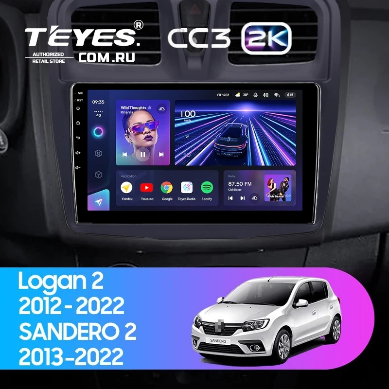 Штатная магнитола Teyes CC3 2K 4/64 Renault Sandero 2 (2013-2022) F1 (10")