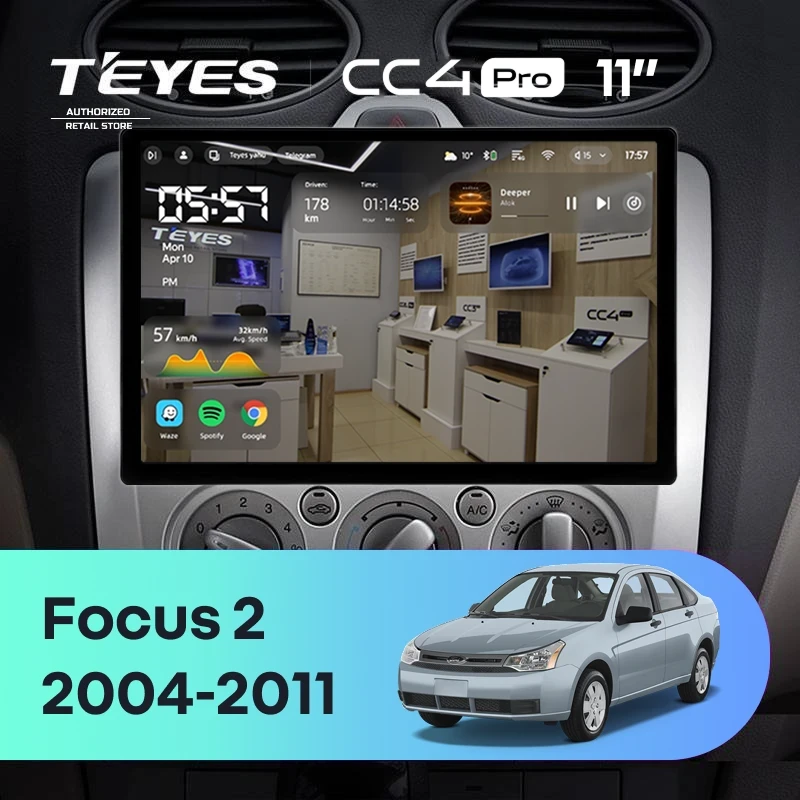Штатная магнитола Teyes CC4 Pro 12/256 Ford Focus 2 Mk 2 (2004-2011) F1 (11")