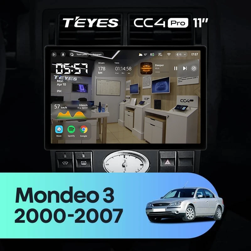 Штатная магнитола Teyes CC4 Pro 12/256 Ford Mondeo 3 (2000-2007) F1 (11")