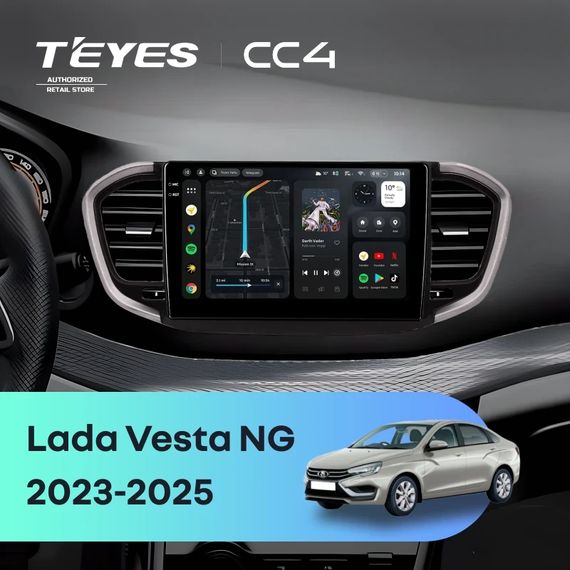Штатная магнитола Teyes CC4 8/128 Lada Vesta NG (2023-2026) Тип-A (черно-серая)