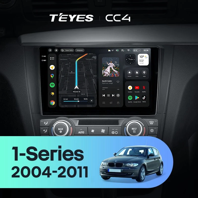 Штатная магнитола Teyes CC4 8/128 BMW 1 серия E88 E82 E81 E87 (2004-2011) F2