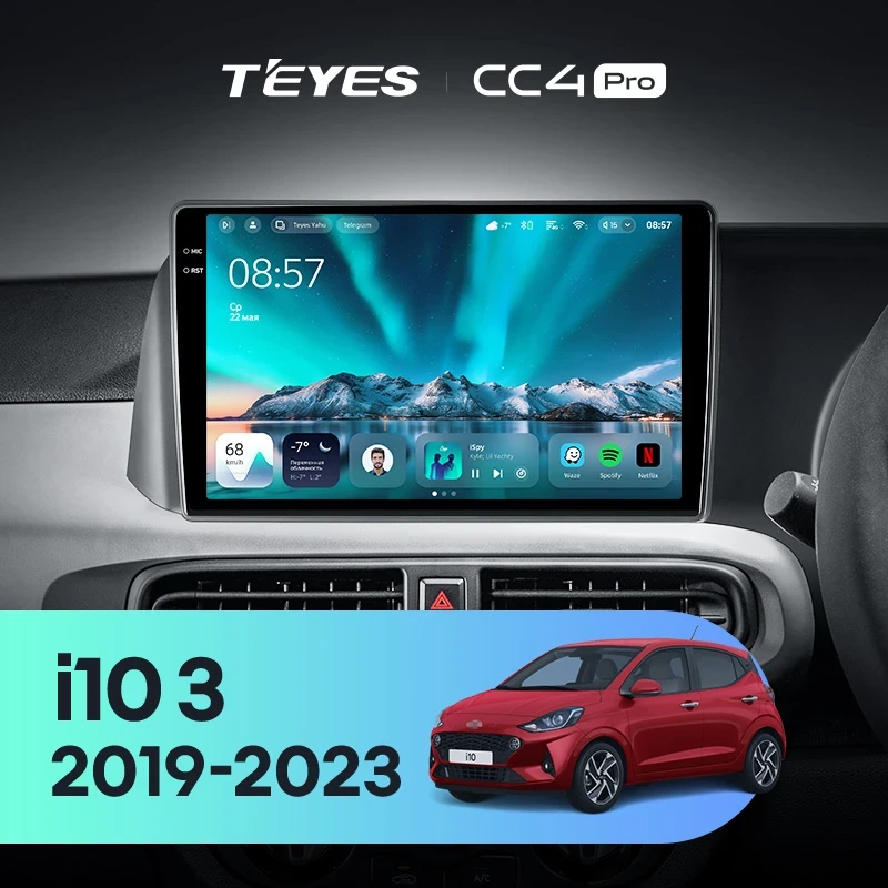 Штатная магнитола Teyes CC4 Pro 8/128 Hyundai i10 3 (2019-2023) Правый руль