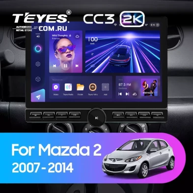 Штатная магнитола Teyes CC3 2K 6/128 Mazda 2 DE (2007-2014) (13" с кнопками)