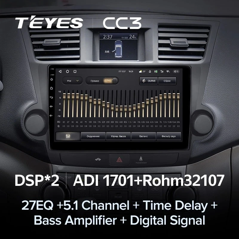Штатная магнитола Teyes CC3 4/32 Toyota Highlander 2 XU40 (2007-2013) F2 10"