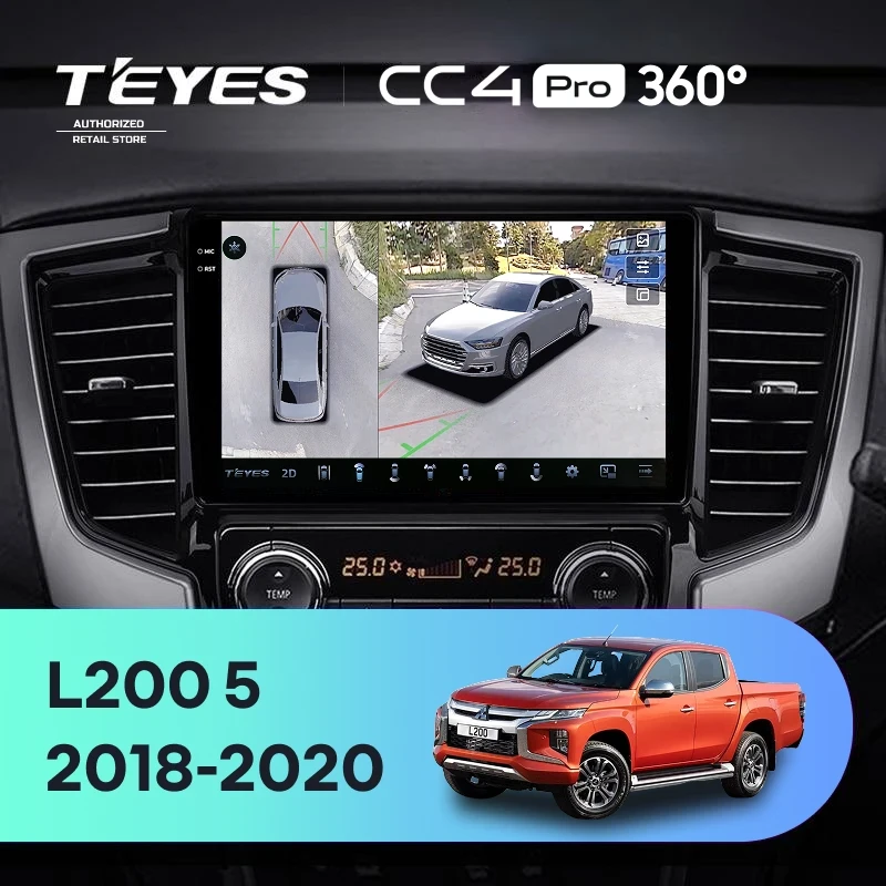 Штатная магнитола Teyes CC4 Pro 360 12/256 Mitsubishi L200 5 (2018-2020) F2 Правый руль