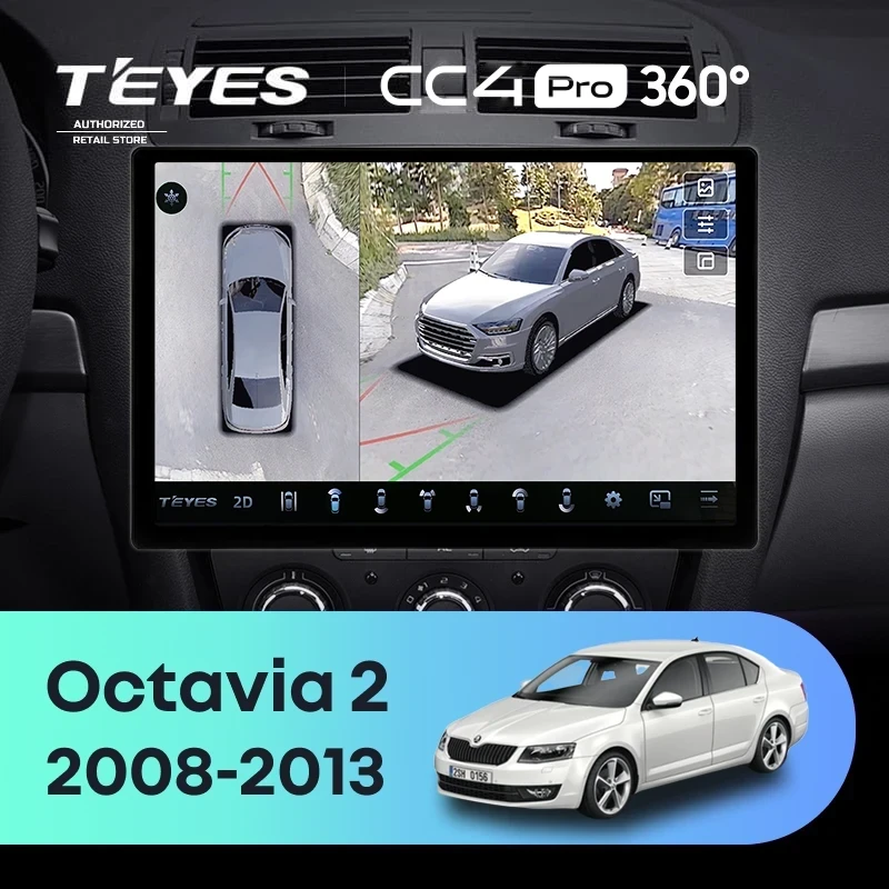 Штатная магнитола Teyes CC4 Pro 360 8/128 Skoda Octavia 2 A5 (2008-2013) (13")