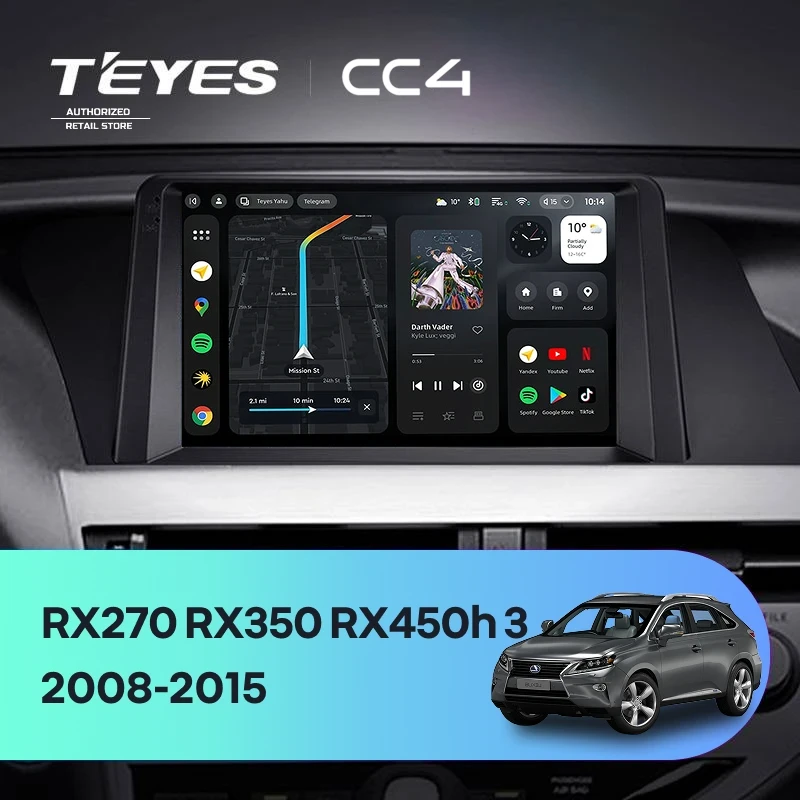 Штатная магнитола Teyes CC4 6/64 Lexus RX270 RX350 RX450h AL10 3 (2008-2015) Тип-B