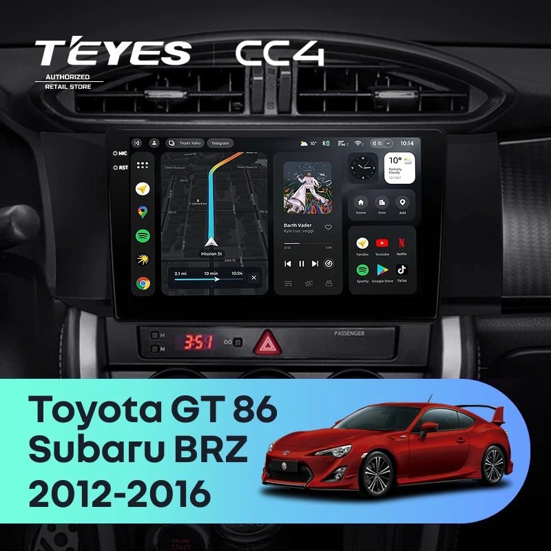 Штатная магнитола Teyes CC4 8/128 Subaru BRZ (2012-2016)