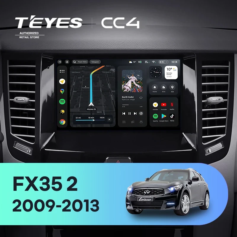 Штатная магнитола Teyes CC4 8/128 Infiniti FX35 2 (2009-2013) Тип-B