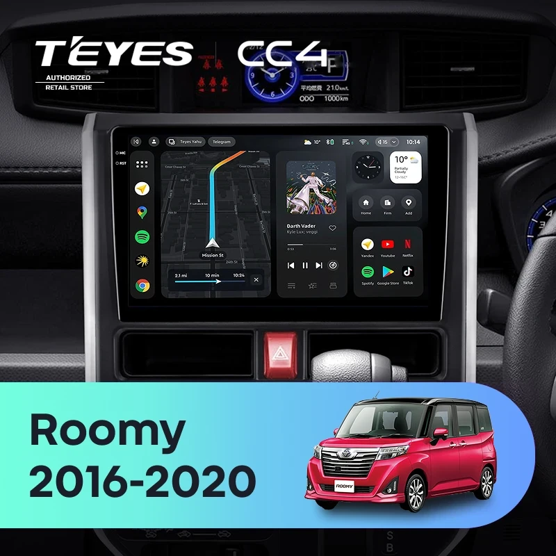Штатная магнитола Teyes CC4 8/128 Toyota Roomy (2016-2020) Правый руль