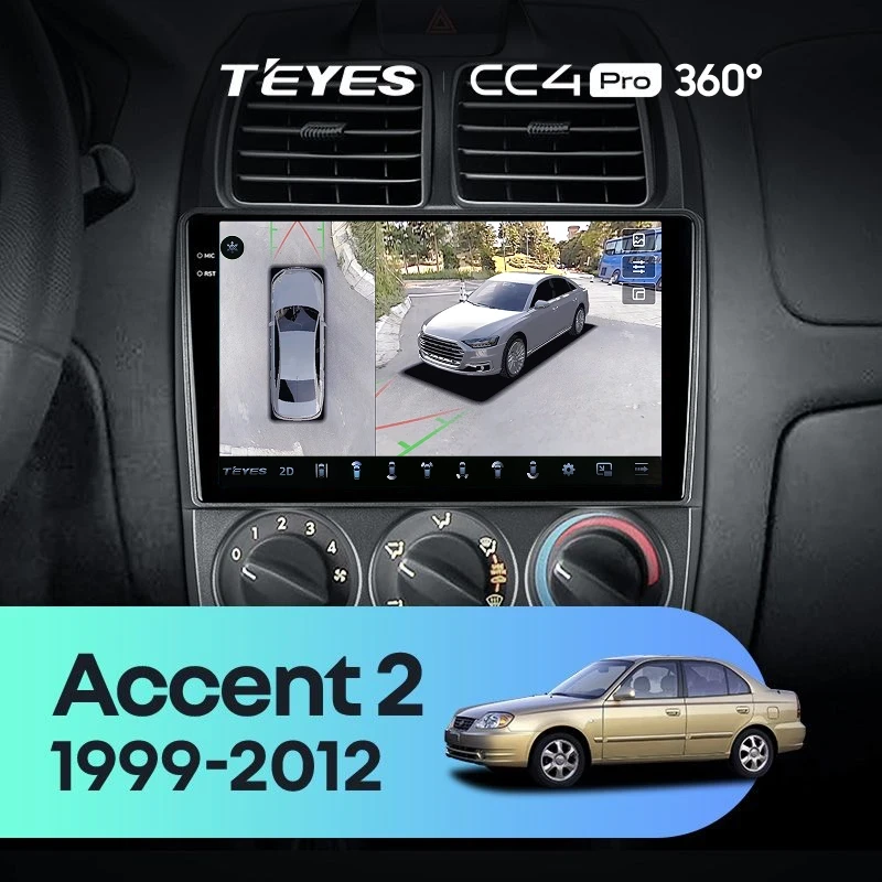 Штатная магнитола Teyes CC4 Pro 360 12/256 Hyundai Accent II LC2 (1999-2012) F2