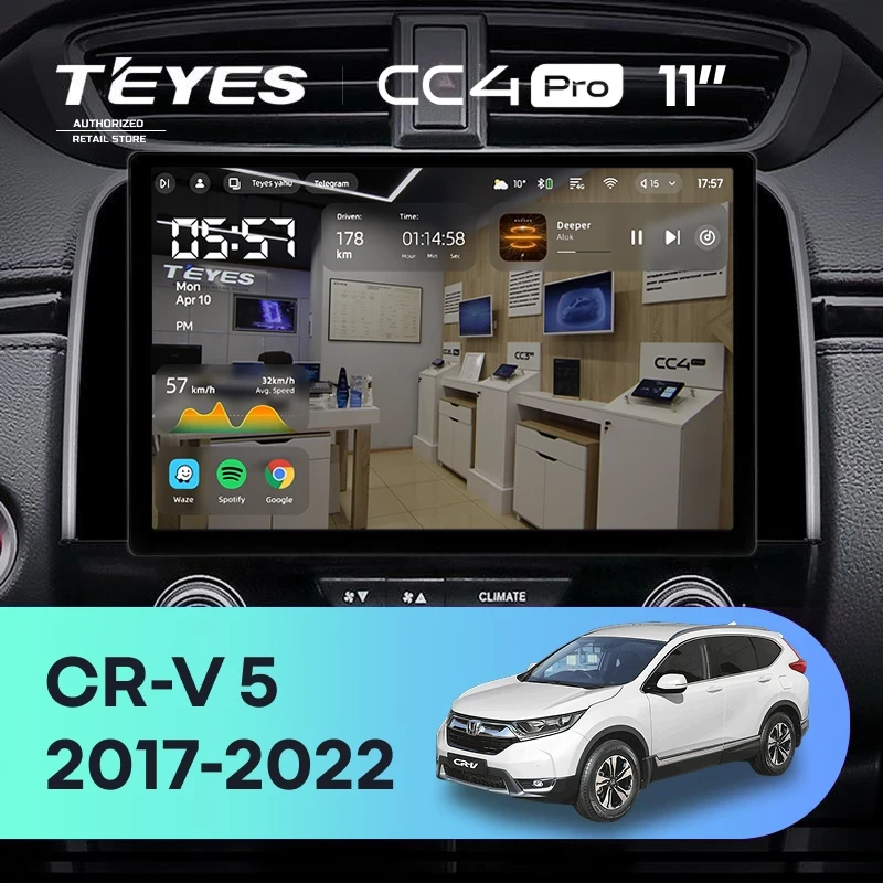 Штатная магнитола Teyes CC4 Pro 8/128 Honda CR-V 5 RT RW (2017-2022) (11")