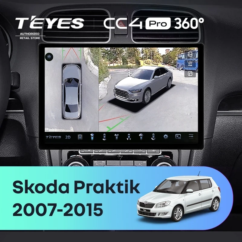 Штатная магнитола Teyes CC4 Pro 360 12/256 Skoda Praktik (2007-2015) (13")