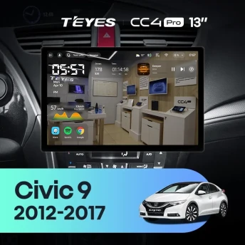 Штатная магнитола Teyes CC4 Pro 8/128 Honda Civic 9 FK FB (2012-2017) (13")