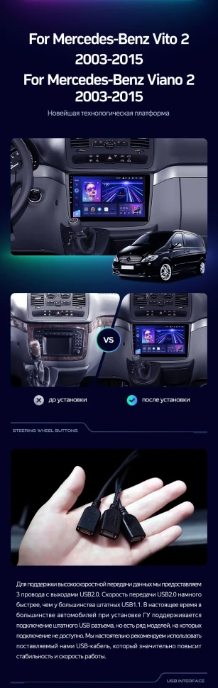 Штатная магнитола Teyes CC3 4/32 Mercedes-Benz Vito W639 (2010-2015)