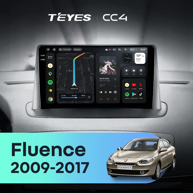 Штатная магнитола Teyes CC4 6/64 Renault Fluence (2009-2017)
