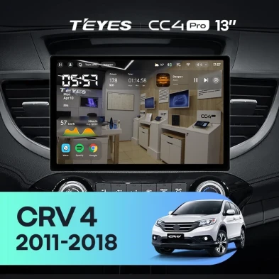 Штатная магнитола Teyes CC4 Pro 8/128 Honda CR-V 4 RM RE (2011-2018) Тип-B (13") 9 inch