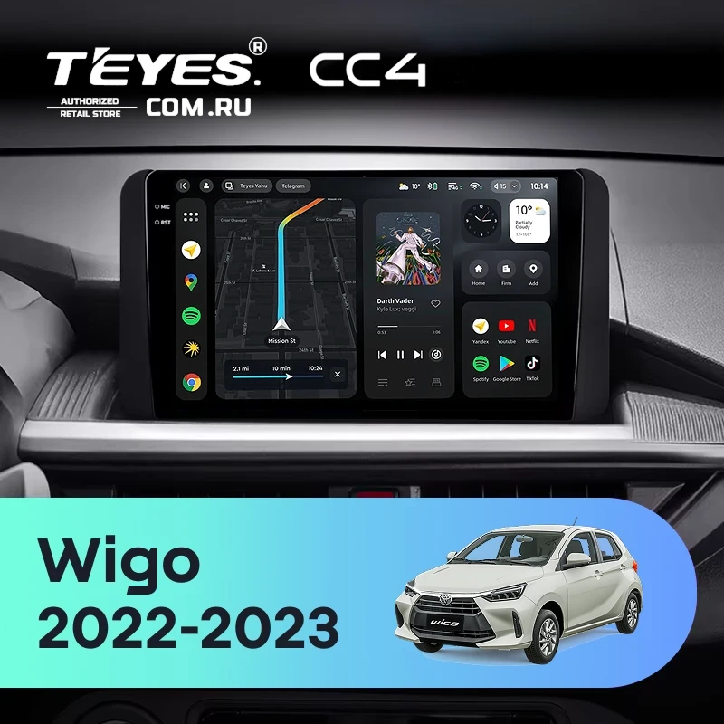 Штатная магнитола Teyes CC4 6/64 Toyota Wigo (2022-2023) F2
