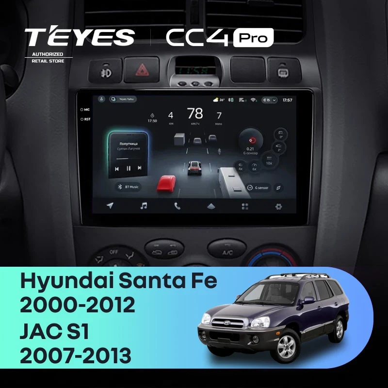 Штатная магнитола Teyes CC4 Pro 12/256 Hyundai Santa Fe SM (2000-2012)