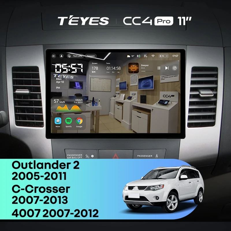 Штатная магнитола Teyes CC4 Pro 12/256 Mitsubishi Outlander 2 (2005-2011) Тип-A (11")