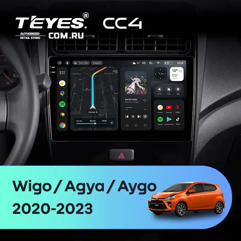 Штатная магнитола Teyes CC4 6/64 Toyota Wigo/Agya (2020-2023) F1