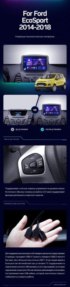 Штатная магнитола Teyes CC3 2K 4/64 Ford EcoSport (2014-2018) F1