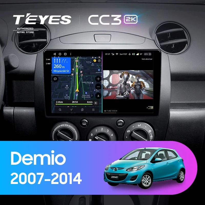Штатная магнитола Teyes CC3 2K 360 6/128 Mazda Demio DE (2007-2014)