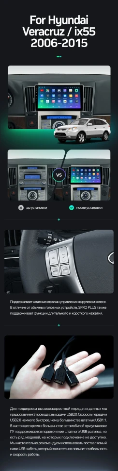 Штатная магнитола Teyes SPRO Plus 4/64 Hyundai ix55 (2006-2015)