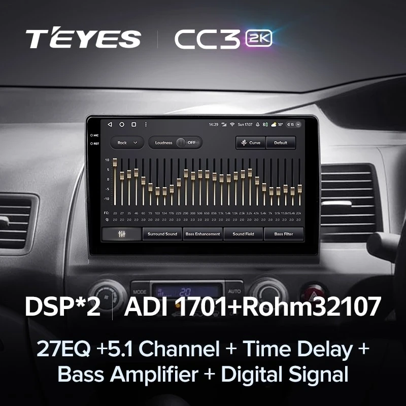 Штатная магнитола Teyes CC3 2K 360 6/128 Honda Civic 8 FK FN FD (2005-2012) Правый руль