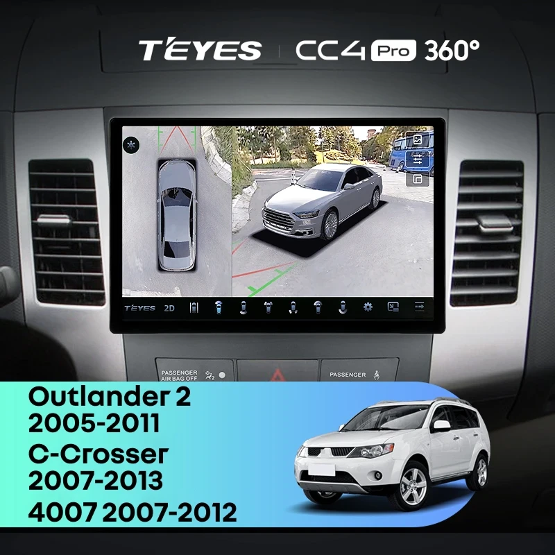Штатная магнитола Teyes CC4 Pro 360 12/256 Mitsubishi Outlander 2 (2005-2011) Тип-A (11")